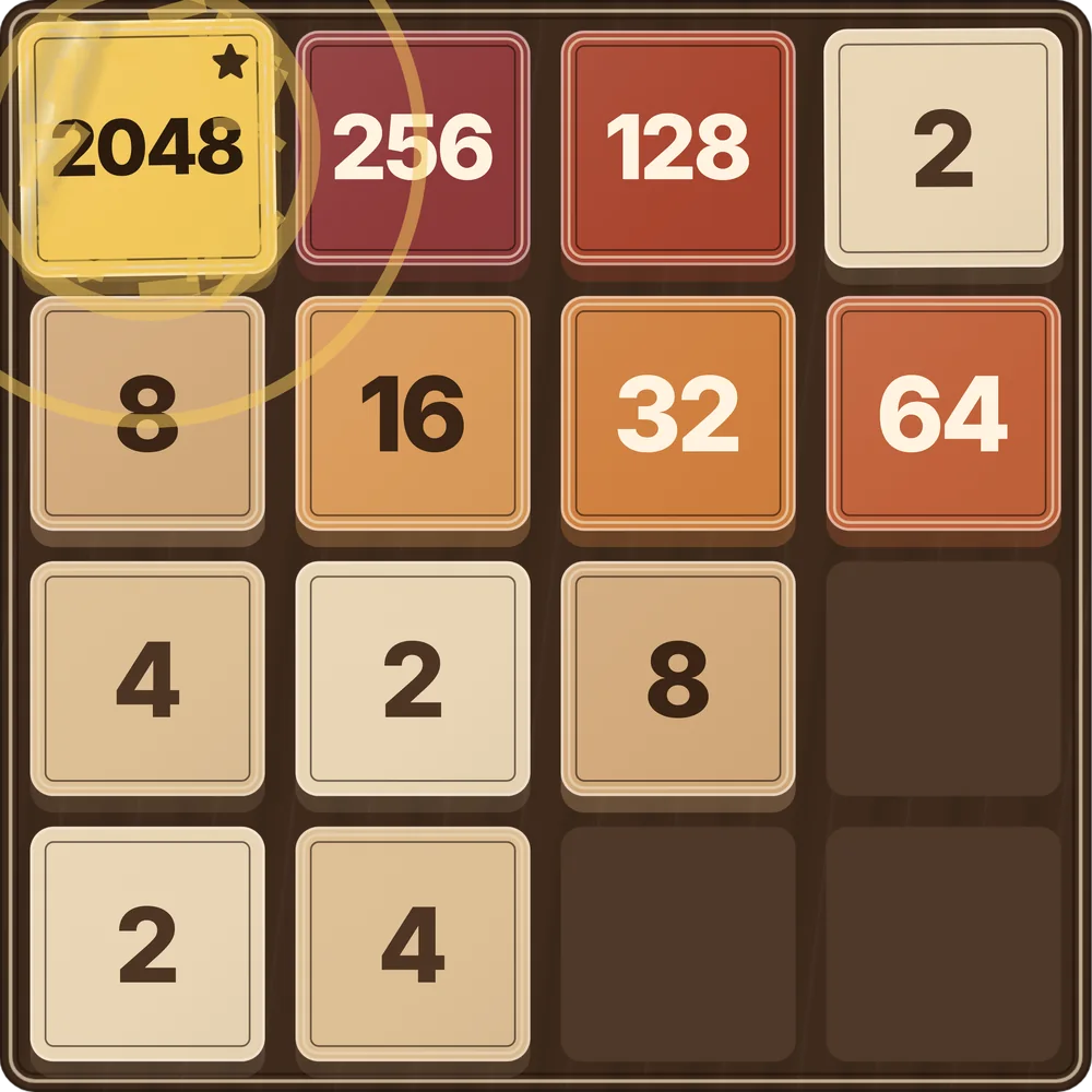 The Wood board the moment two 1024 tiles merge into a 2048.