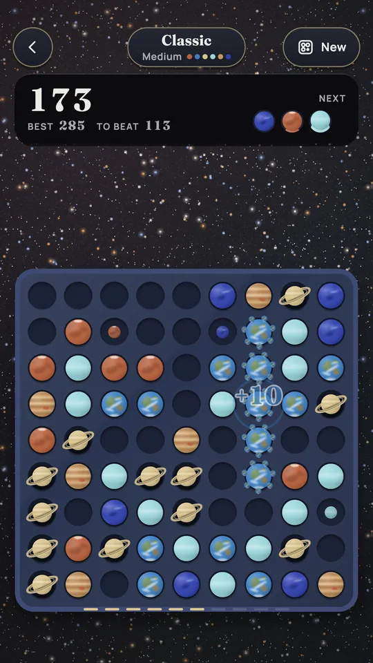 A row of planets clearing on Galaxy, with the points it paid.